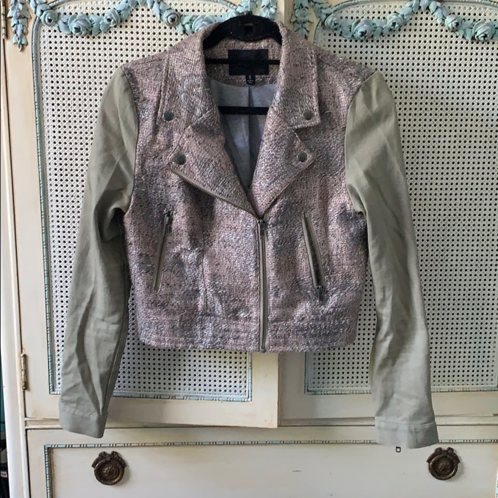 Mink Pink Moto jacket with metallic Tweed details